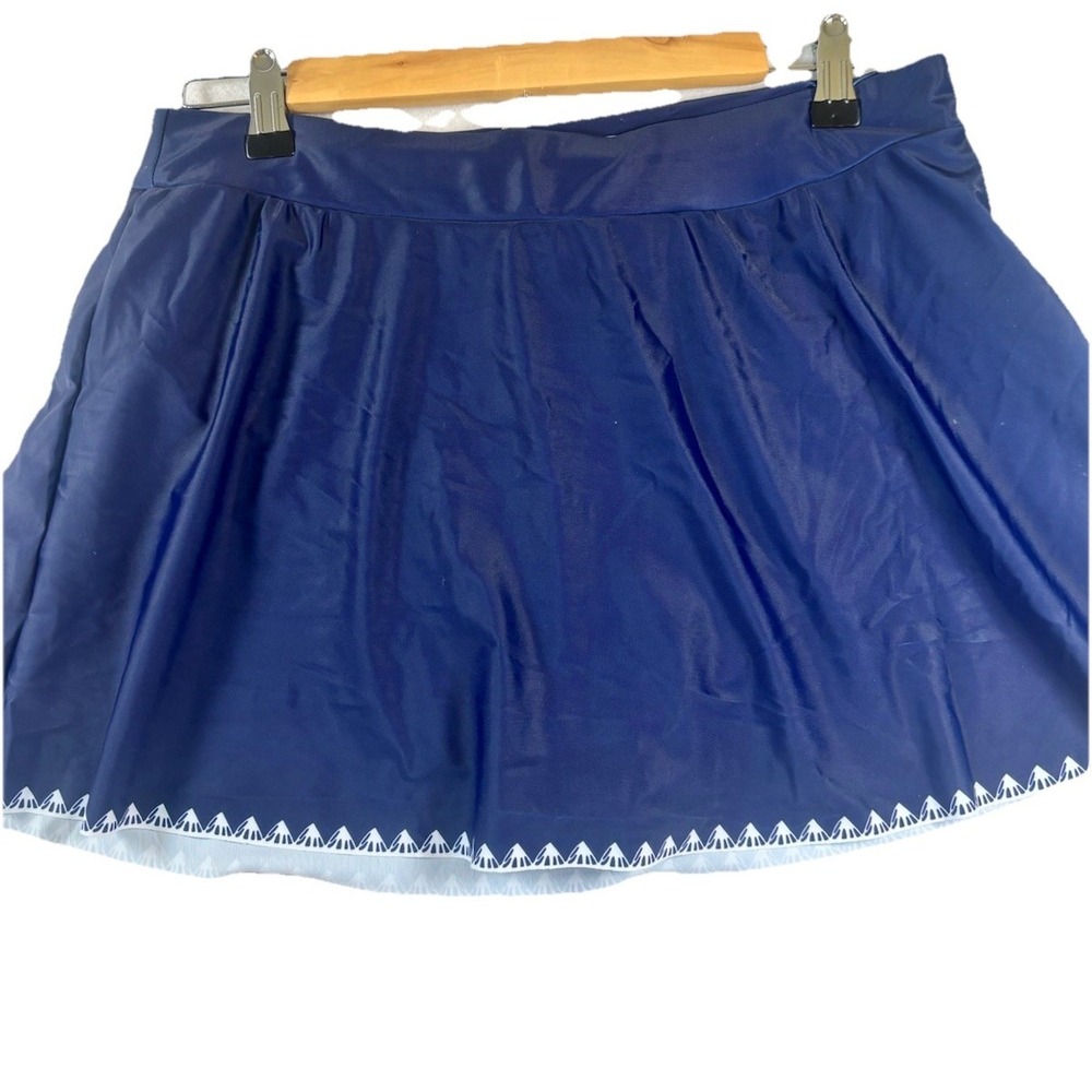 Women's Navy Blue Swim Skirt with White Trim Detail Size Large